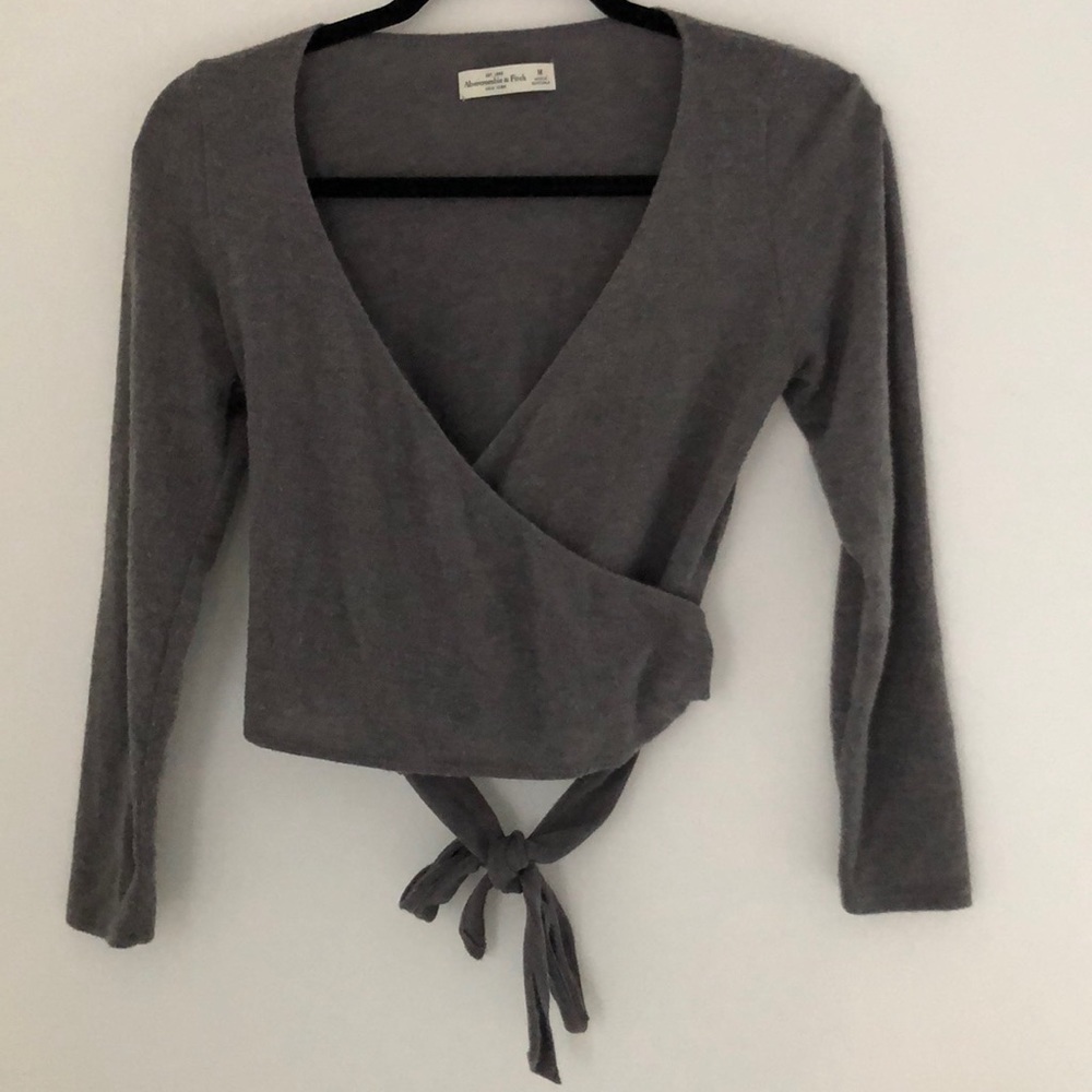 Gray Wrap Crop Top